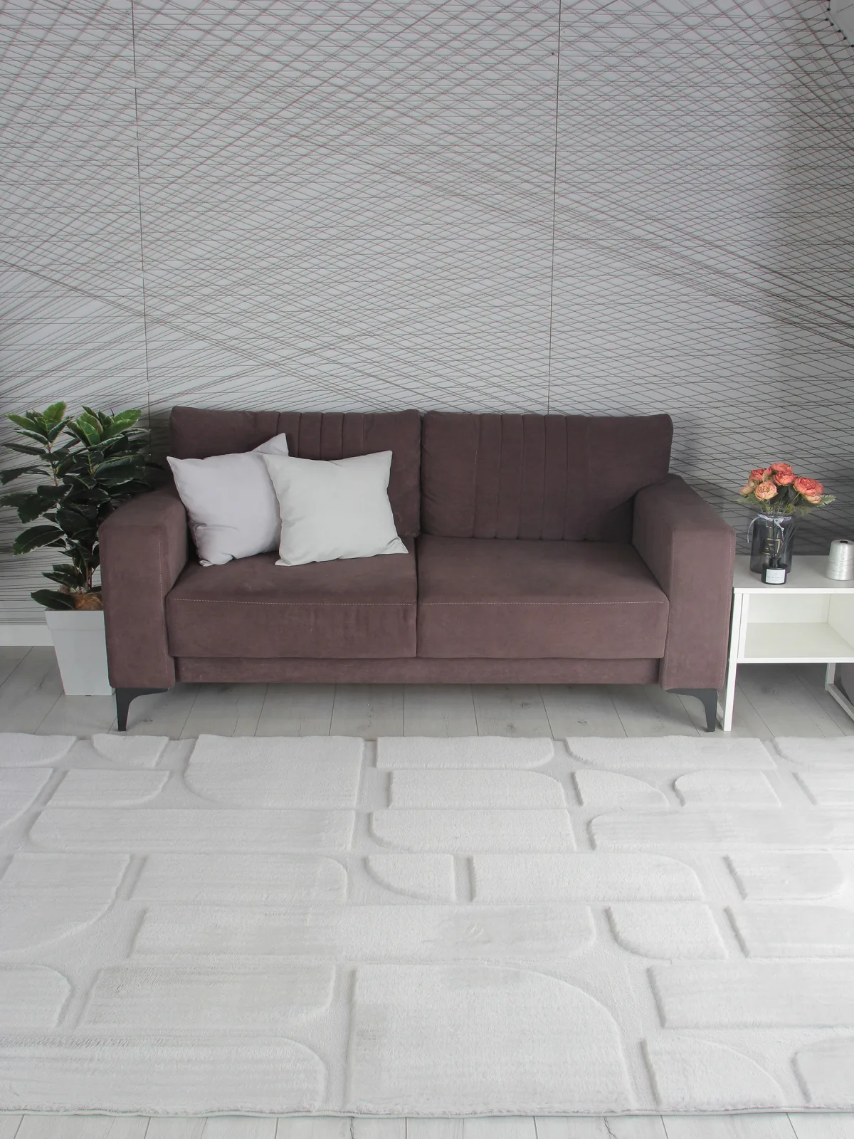 Однотонный ковер RABBIT CARVING PX4001 - GREY / GREY из полиэстера, Китай