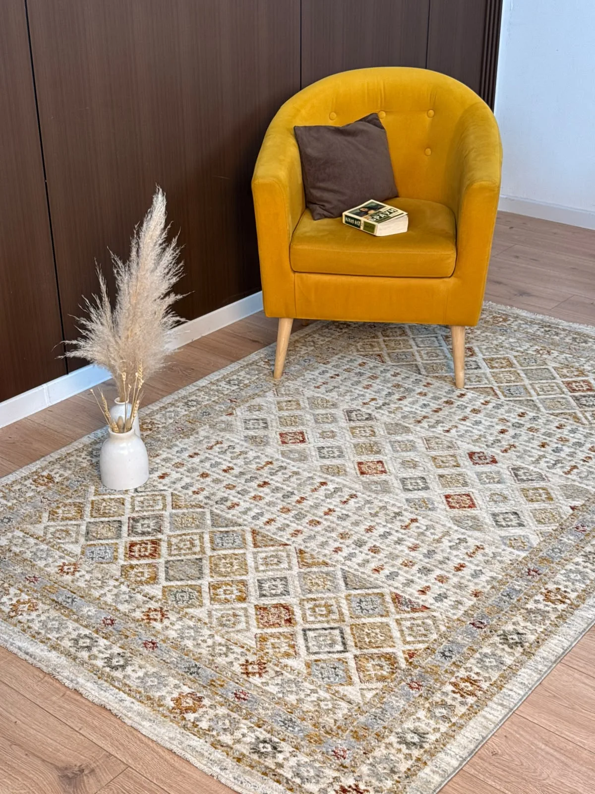 Этнический ковер SANSA LG669B - CREAM из полиэстера Турция