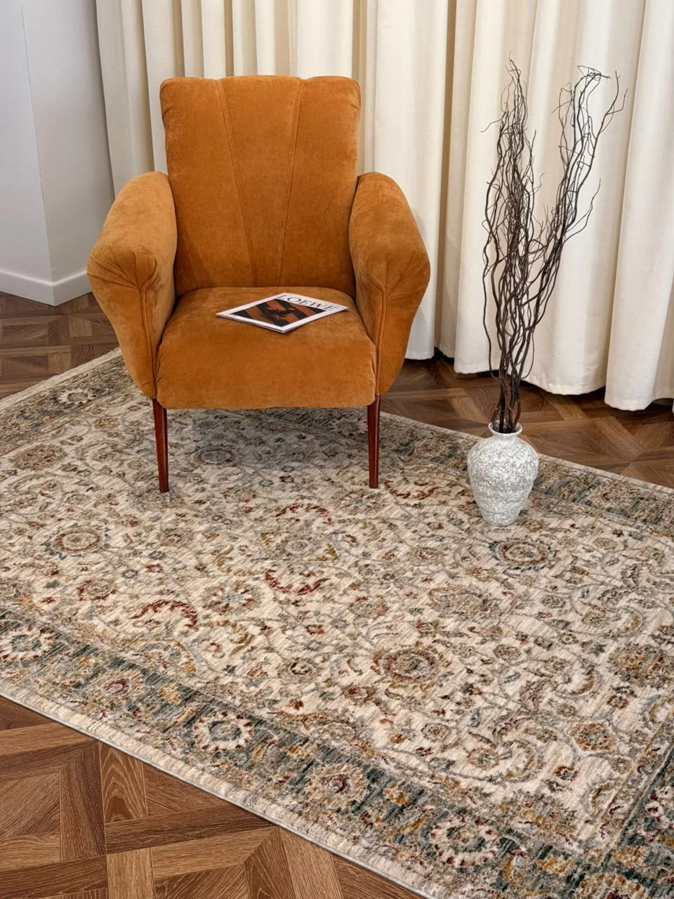 Винтажный ковер SANSA LG674B - CREAM полиэстер Турция