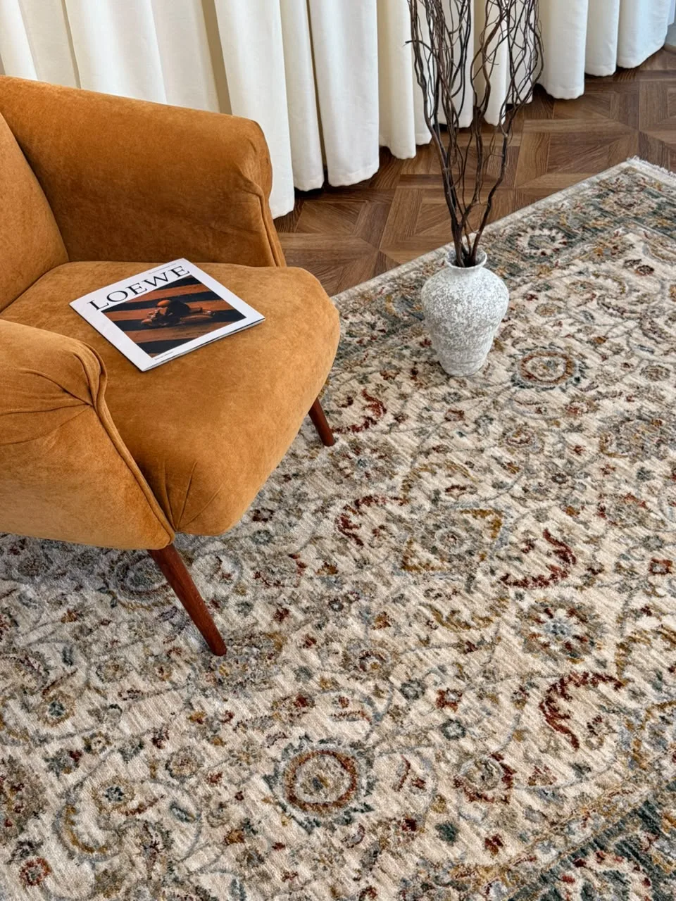 Винтажный ковер SANSA LG674B - CREAM полиэстер Турция