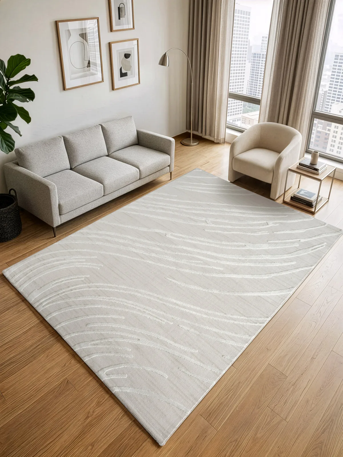 Современный ковер LUMA SN013W - CREAM / CREAM полиэстер Турция
