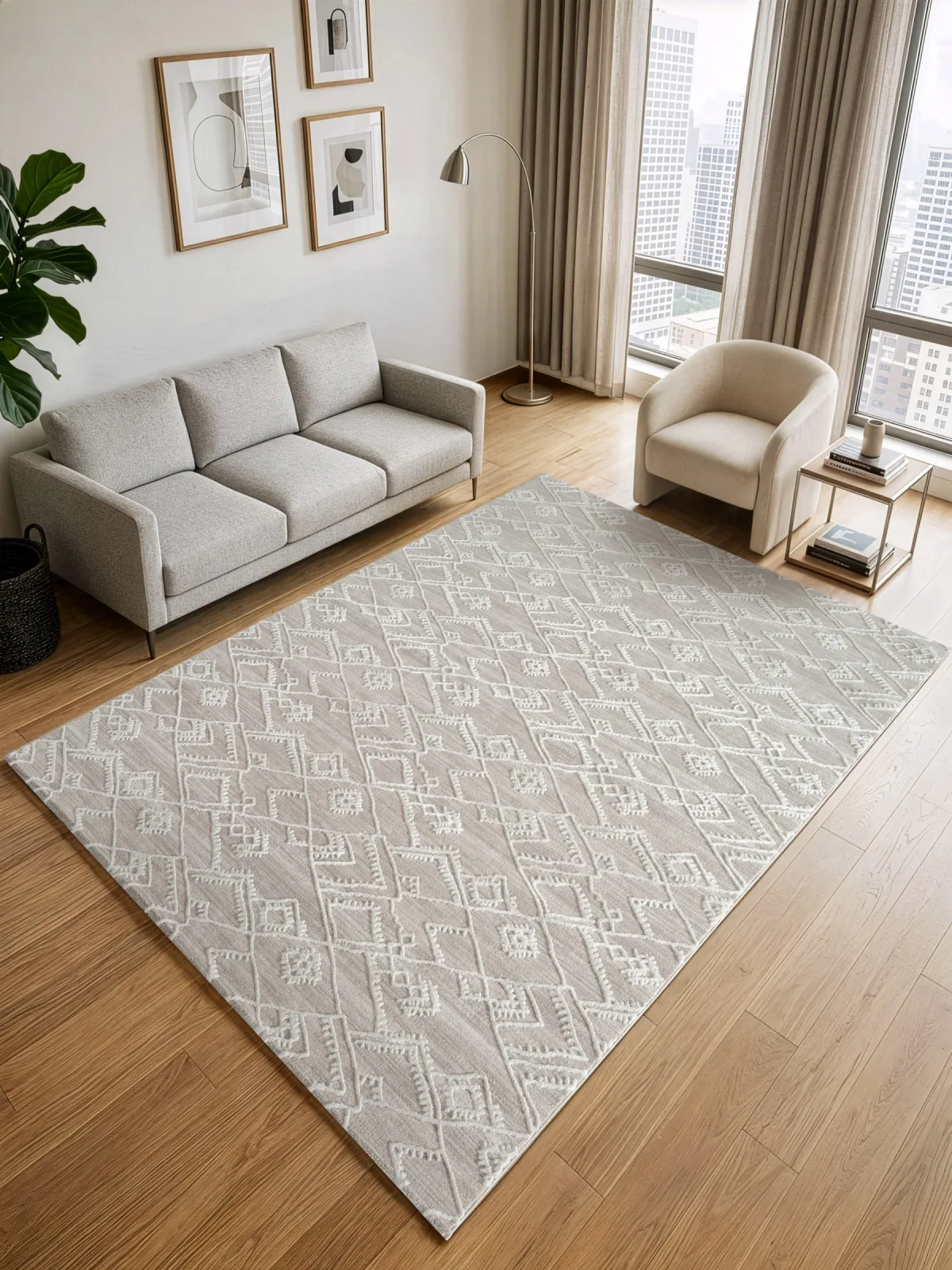 Современный ковер LUMA SN003A - GREY из полиэстера Турция